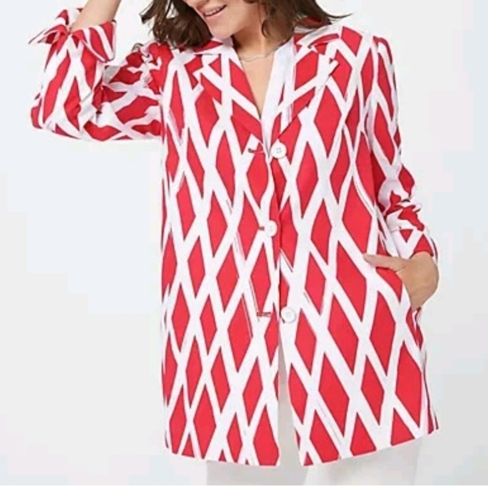 DENNIS‎ by Dennis Basso Sz. 18W Diamond Printed Topper Jacket